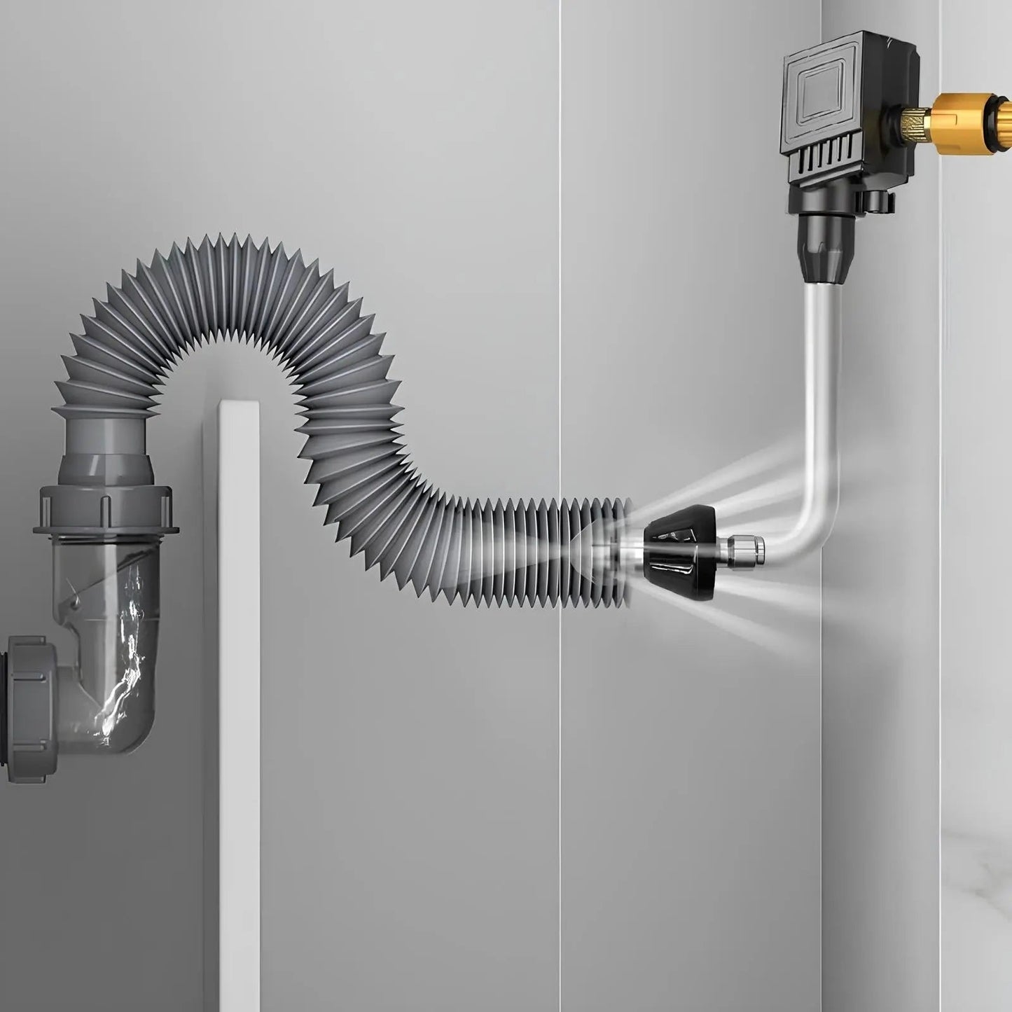 Drain Cleaning Nozzle | High-Pressure Water Jet | Chemical-Free & Durable Stainless Steel | Black