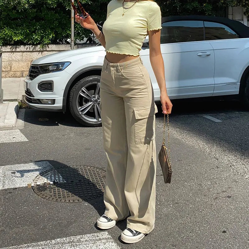 Women’s Cargo Pants | Adjustable Waist Belt | Multi-Pocket & Straight Fit | Versatile Style