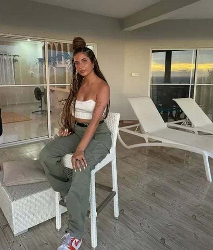 Women’s Cargo Pants | Adjustable Waist Belt | Multi-Pocket & Straight Fit | Versatile Style