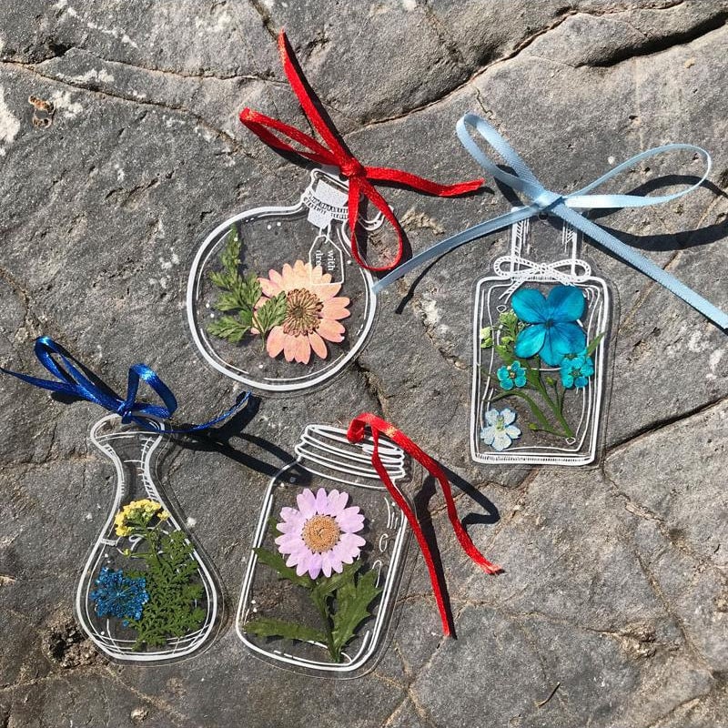 Bookmarks Set | Real Pressed Flowers | Unique Nature-Inspired Design & Waterproof | Mixed Natural Colors 14x4cm