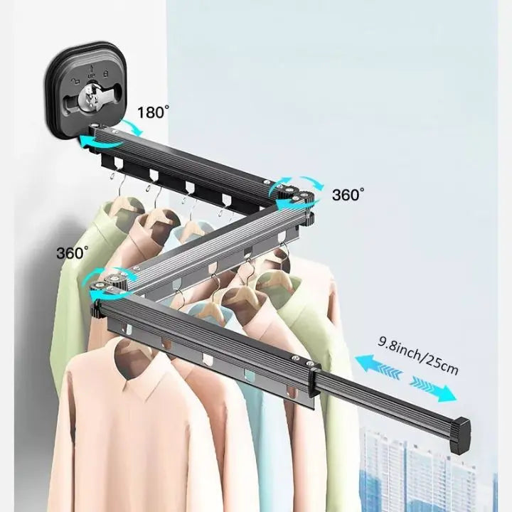 Wall-mounted foldable clothes drying rack with suction cups