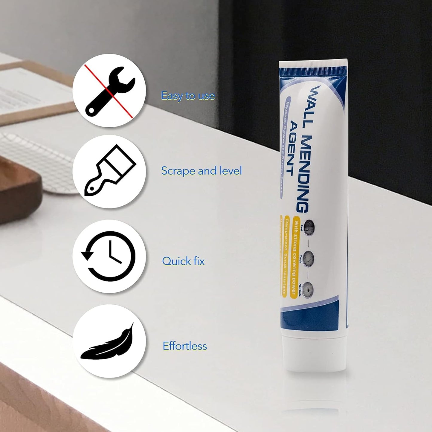 Wall Repair Cream | Instant Crack & Hole Filler | Easy, Professional DIY | White 100g