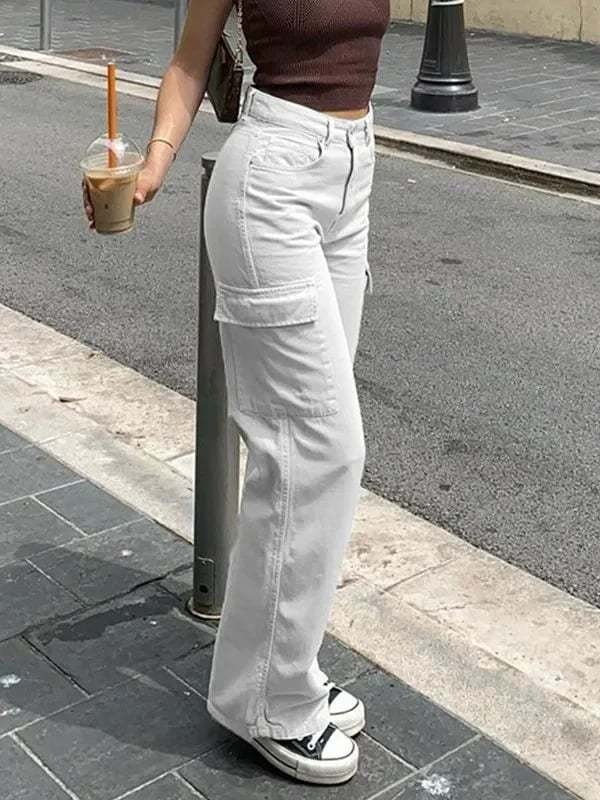 Women’s Cargo Pants | Adjustable Waist Belt | Multi-Pocket & Straight Fit | Versatile Style
