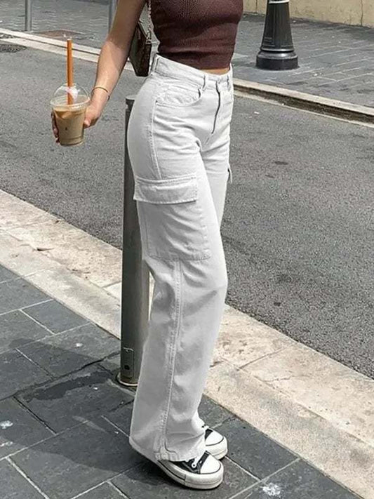 Women’s Cargo Pants | Adjustable Waist Belt | Multi-Pocket & Straight Fit | Versatile Style
