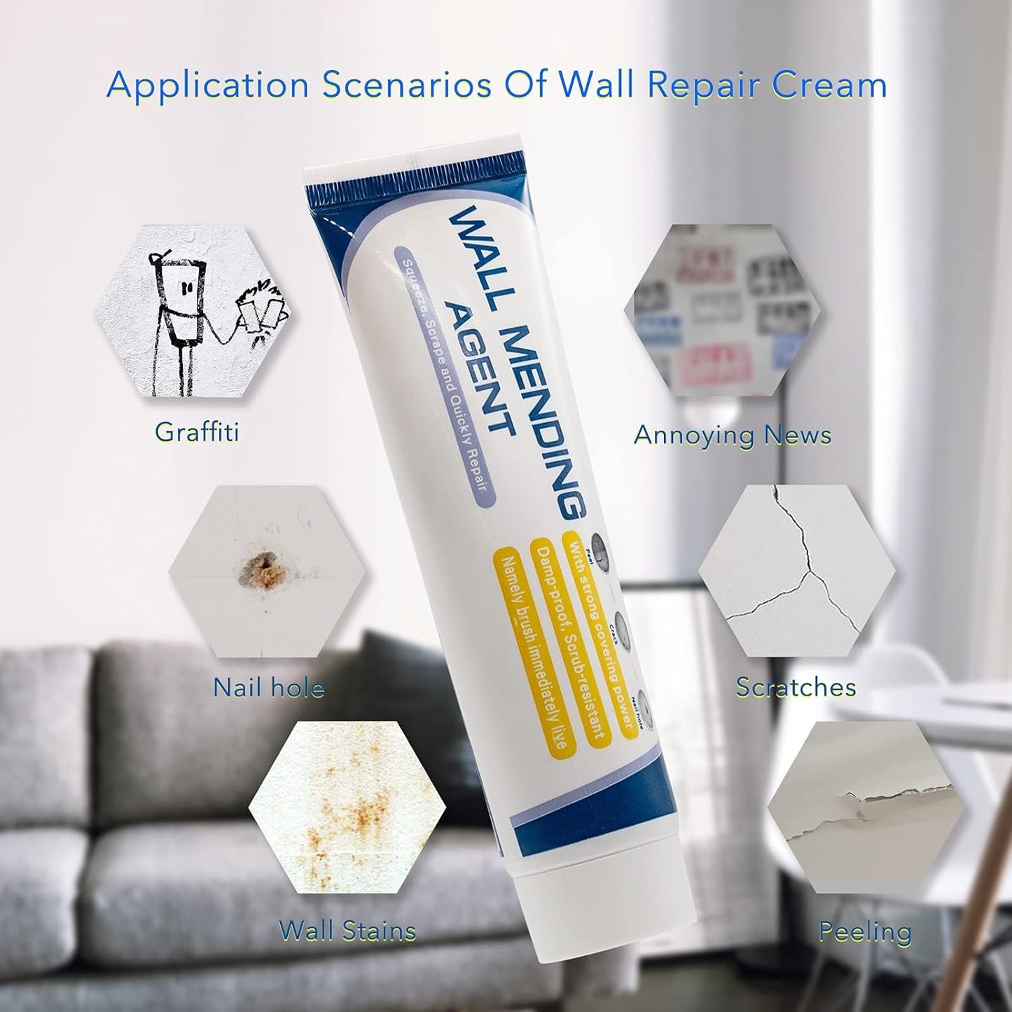 Wall Repair Cream | Instant Crack & Hole Filler | Easy, Professional DIY | White 100g