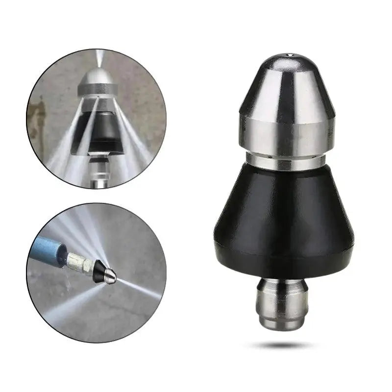 Drain Cleaning Nozzle | High-Pressure Water Jet | Chemical-Free & Durable Stainless Steel | Black