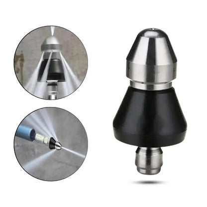 Drain Cleaning Nozzle | High-Pressure Water Jet | Chemical-Free & Durable Stainless Steel | Black