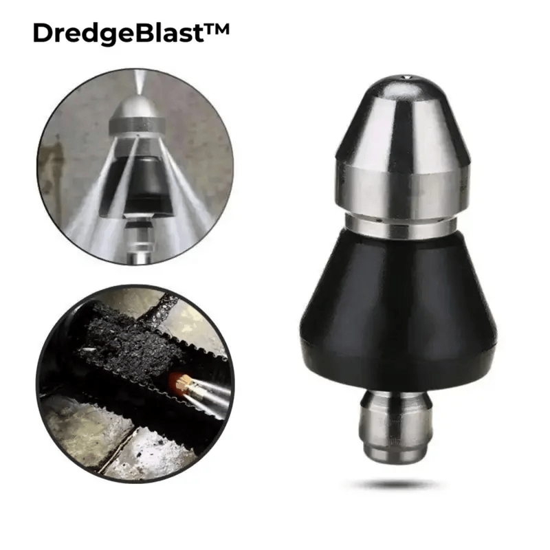 Drain Cleaning Nozzle | High-Pressure Water Jet | Chemical-Free & Durable Stainless Steel | Black