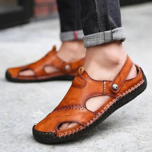 VertoStride™ Men's Leather Sandals — Cool Comfort, Confident Steps