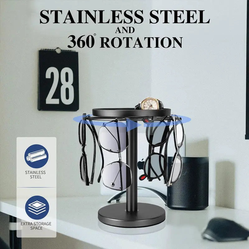 360° Rotatable Glasses Stand – Stylish Organizer for Glasses & Accessories