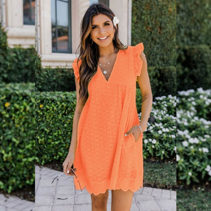 Cotton Dress | Integrated Shorts & Built-in Pockets | Breathable & Comfortable | Vibrant Colors